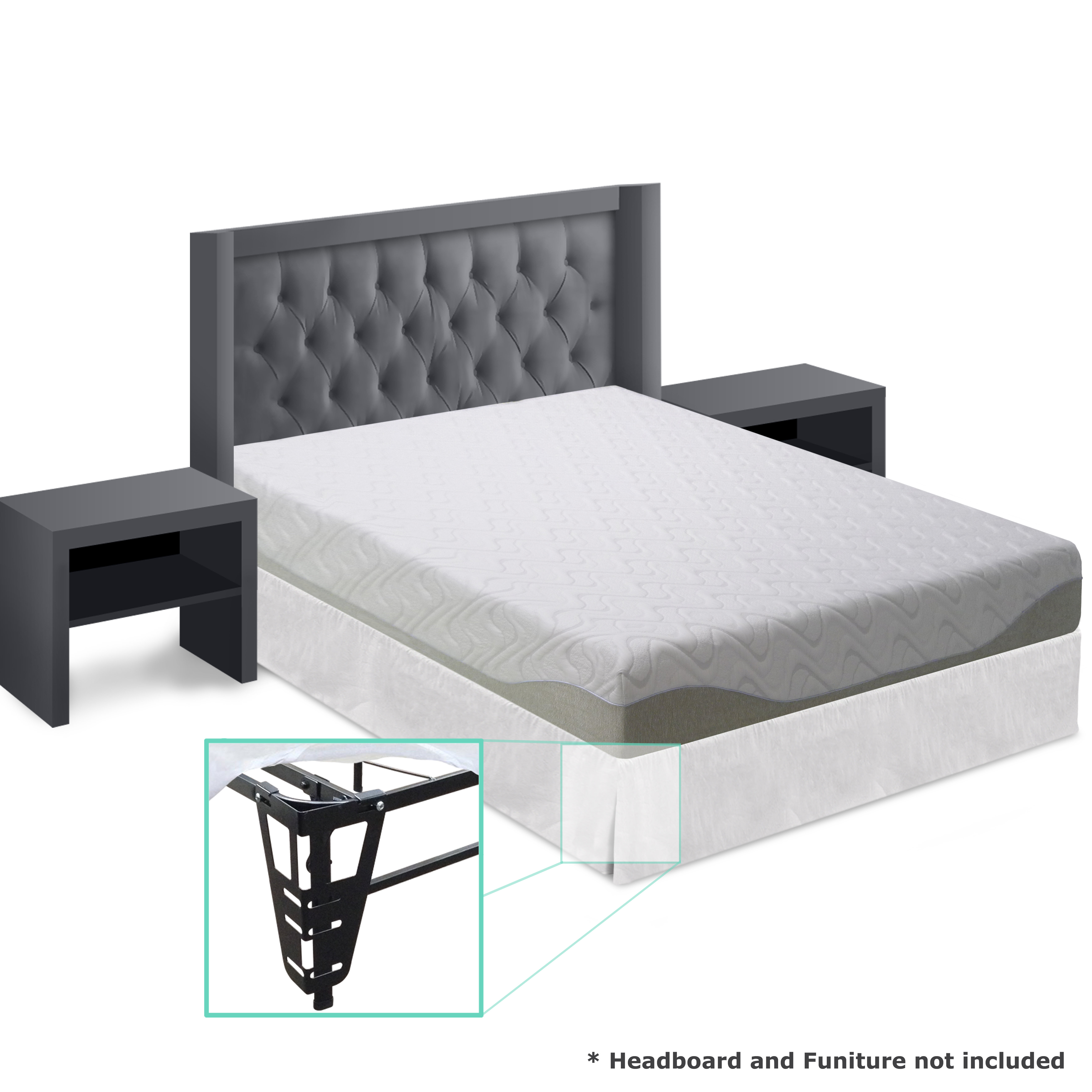 Alwyn Home 9" Gel Memory Foam Mattress and Bed Frame Foundation with